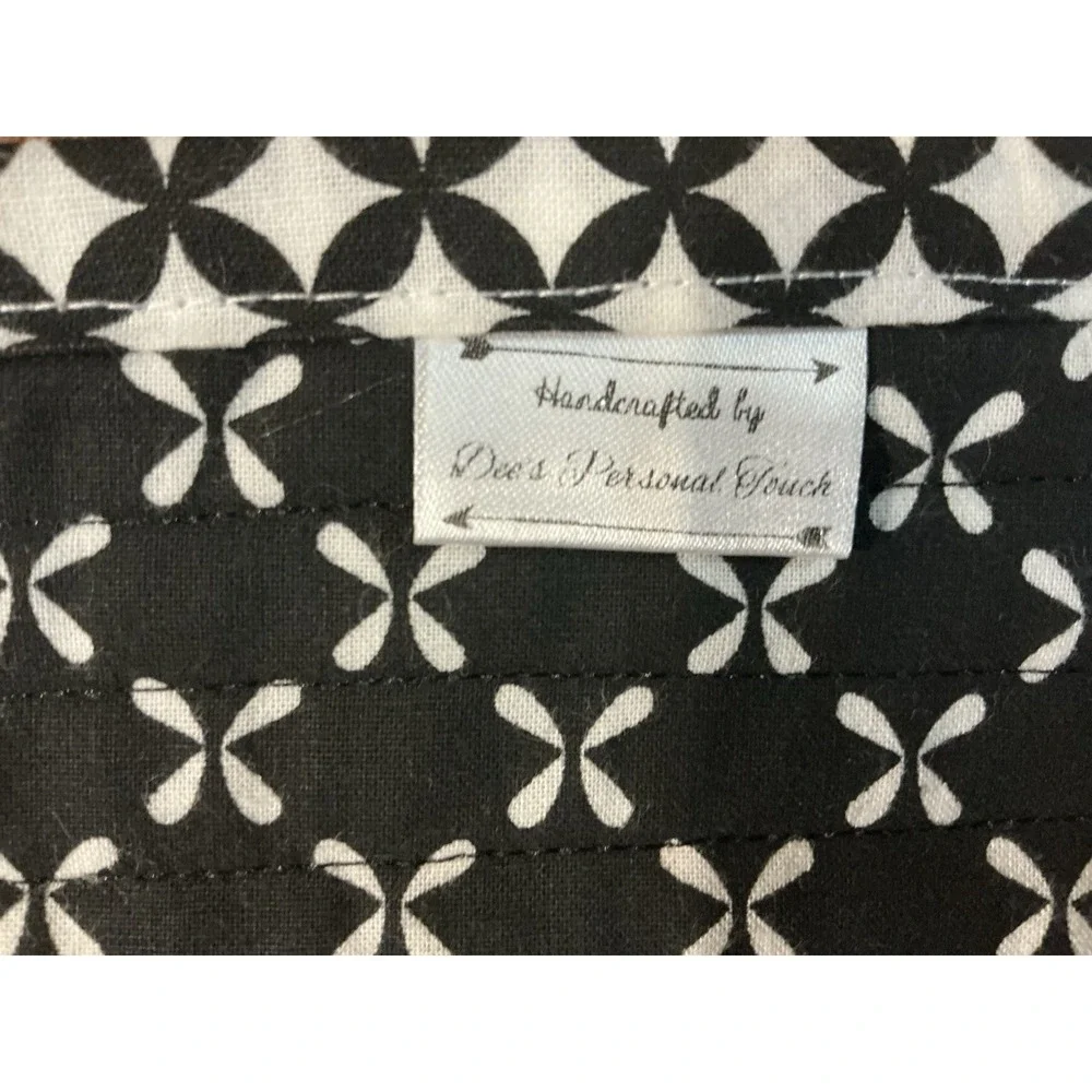 Handcrafted By Dee Black & White Patchwork Quilt 40in X 30in Bicycles & Chevron